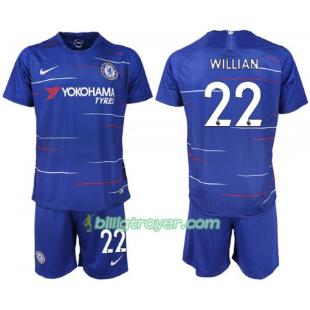 Billige Fotballdrakter Chelsea WILLIAN 22 Barn Hjemmedraktsett 2018/19 Kortermet